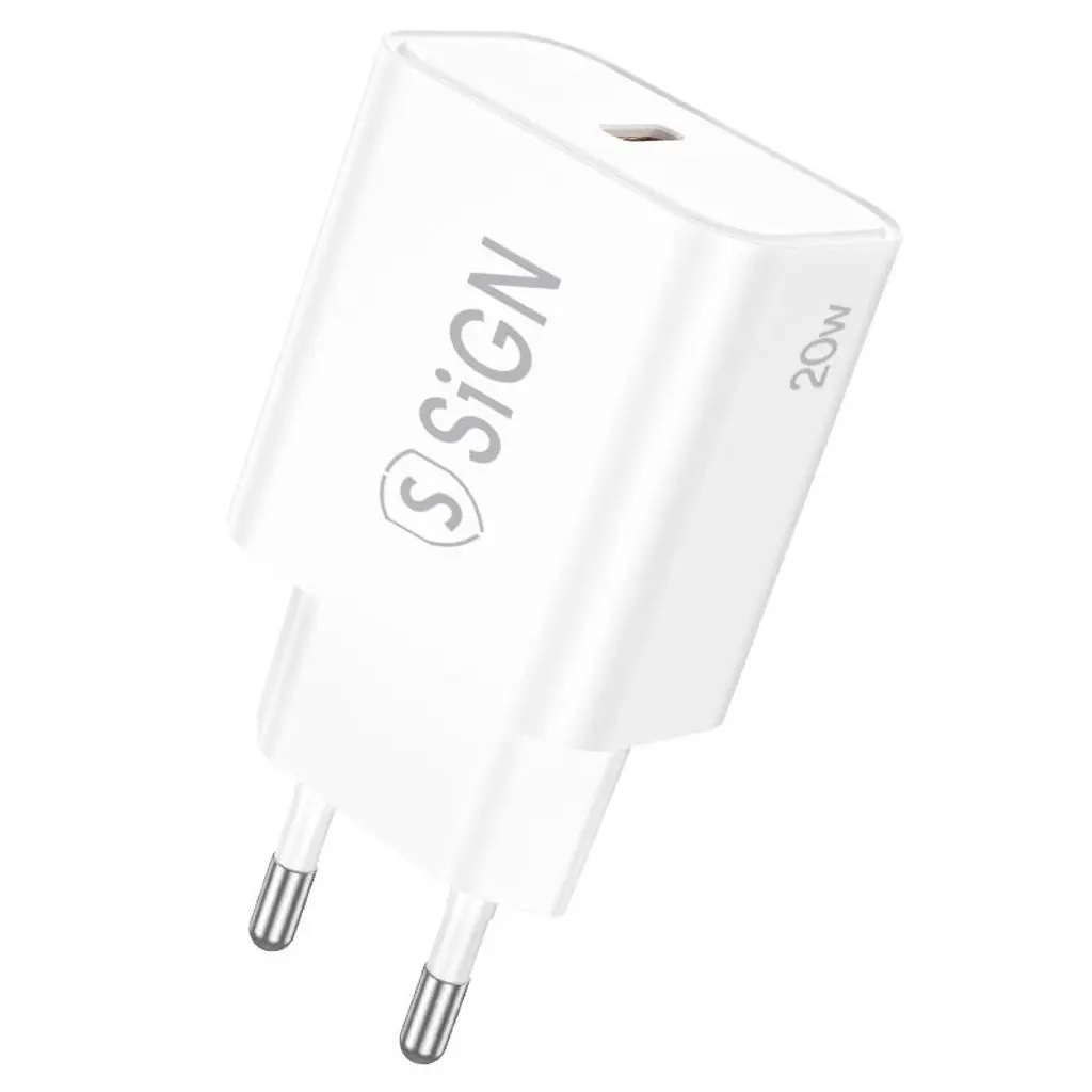 Vægoplader USB-C PD 20W Hvid
