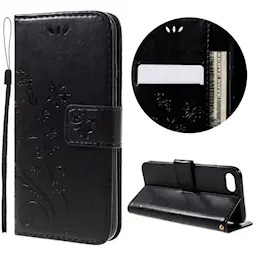 iPhone SE 2022 Mobiletui med sommerfugle, Sort