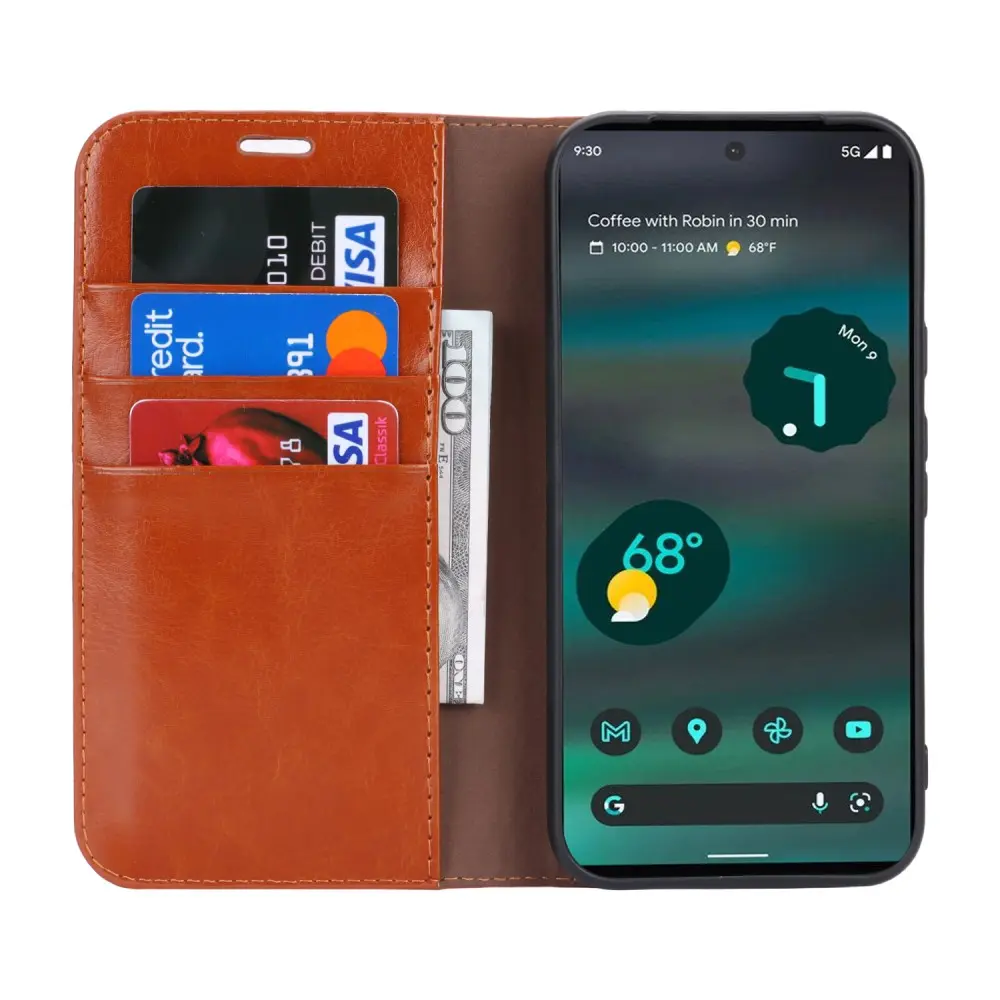 Mobilfodral Äkta Läder Google Pixel 8a Brun