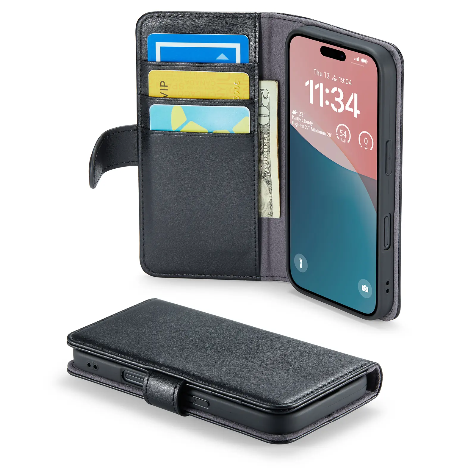 Ægte Læderetui iPhone 16 Sort