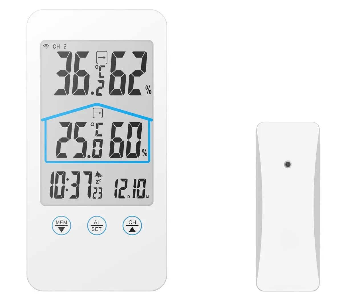 Trådlös hygrometer/termometer för inomhusbruk, Vit