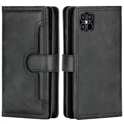 Læder multi-slot tegnebog iPhone 13 sort