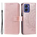 Læderetui Mandala Motorola Moto E15 rose guld