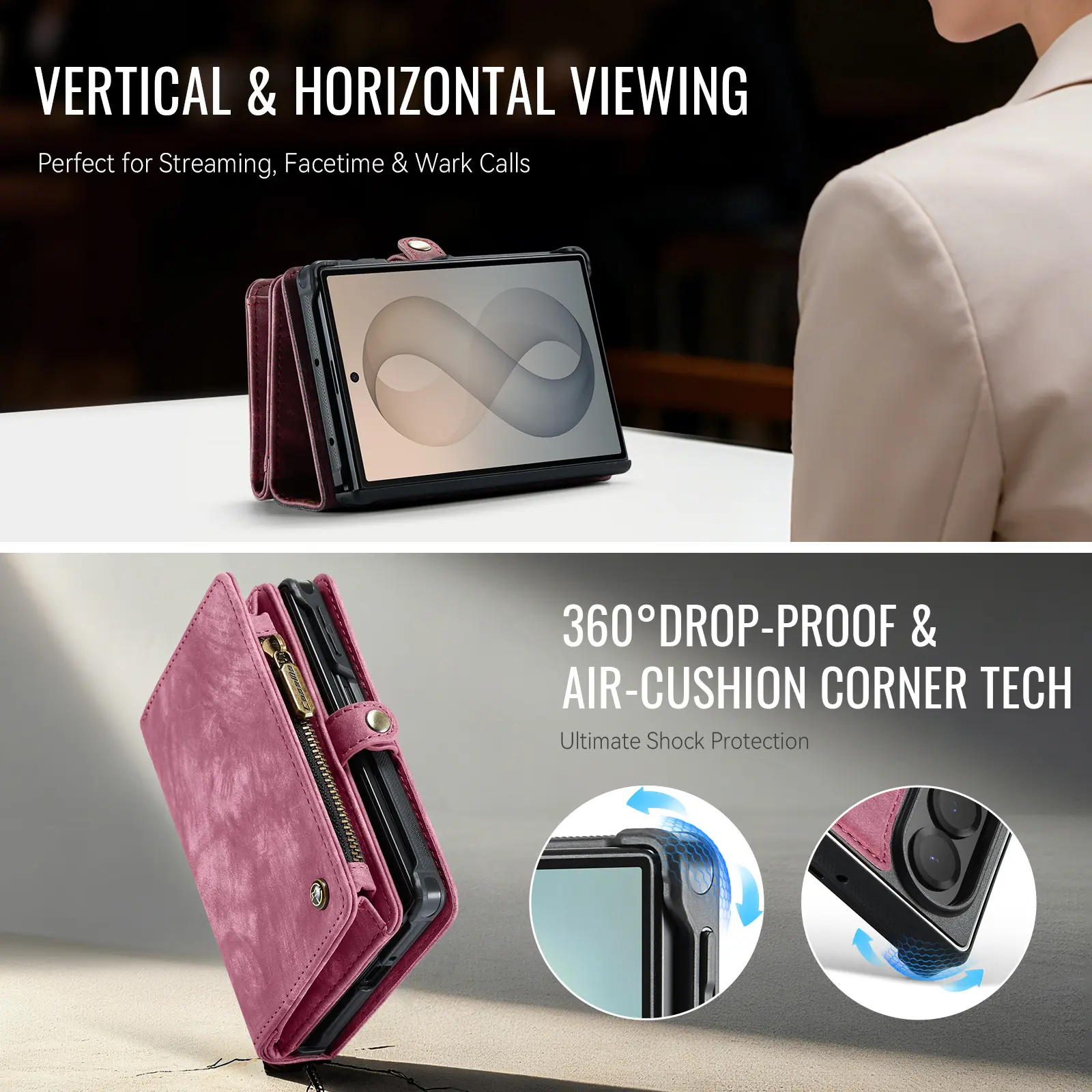 Multi-slot Plånboksfodral Samsung Galaxy Z Fold 8 Röd