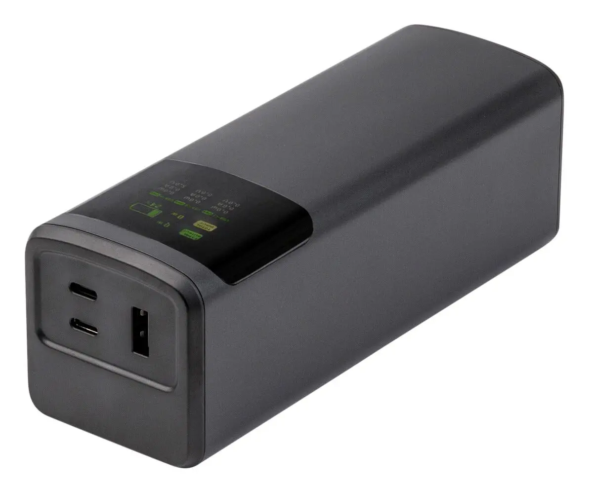 Powerbank med Display 24000 mAh USB-A + USB-C 140W Svart