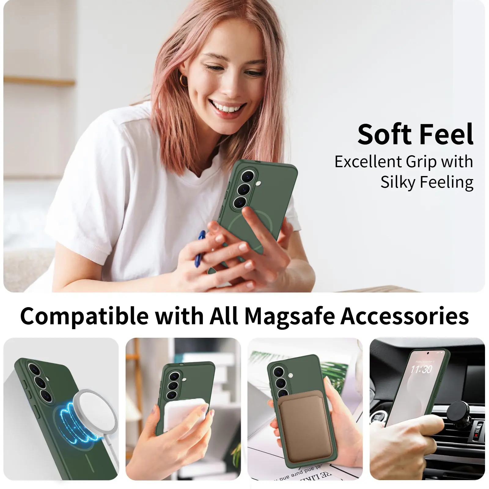 MagSafe-skal SoftArmor Samsung Galaxy S25 Grön