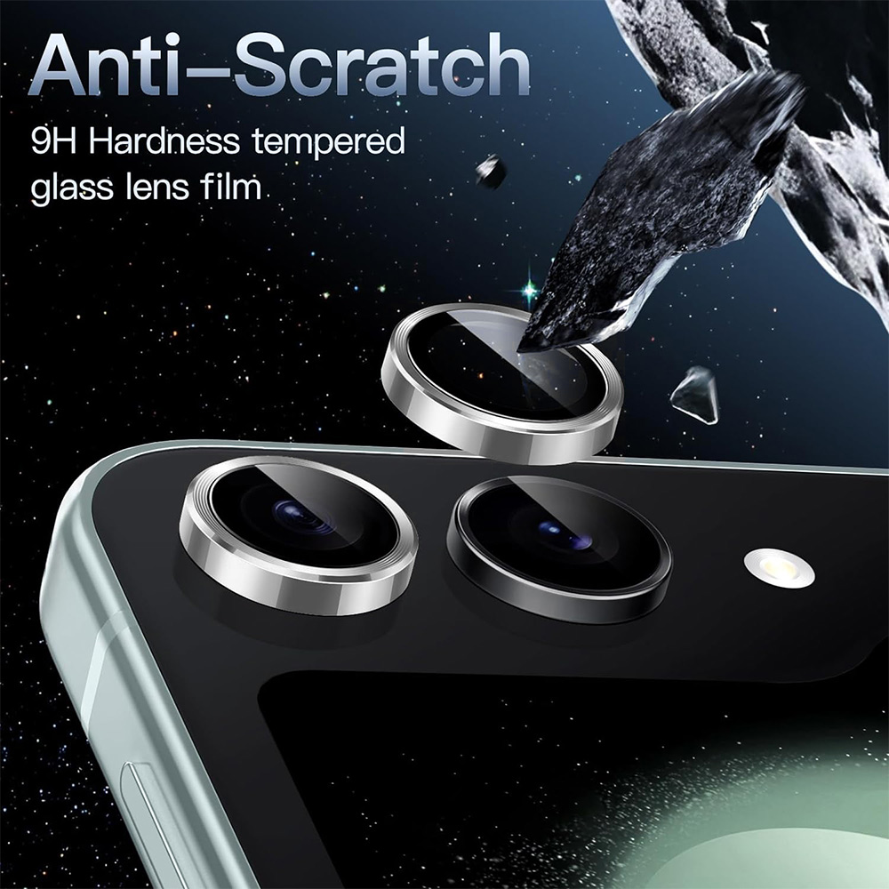 Linsskydd Aluminium + Härdat Glas Samsung Galaxy Z Flip 8 Blå