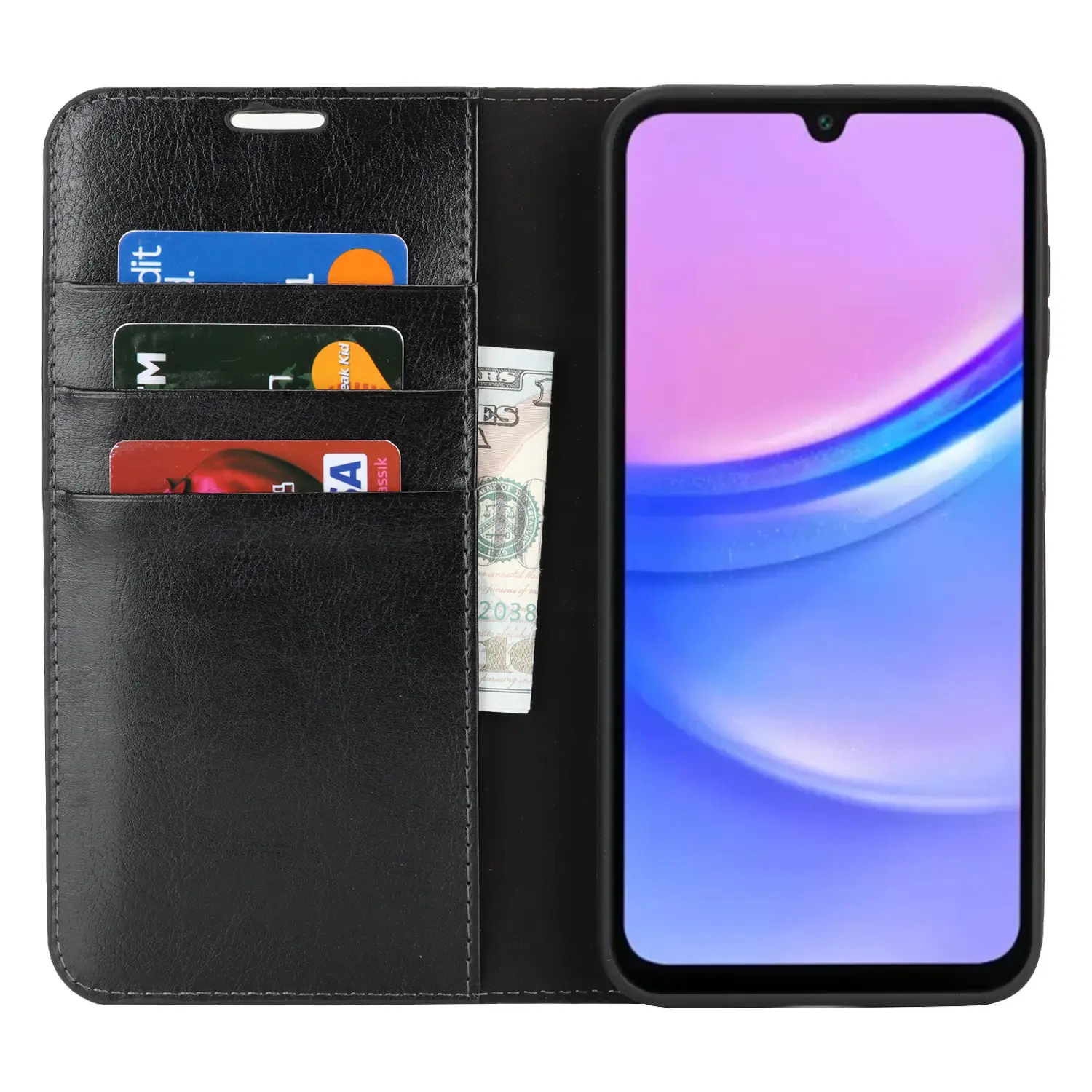 Mobilfodral Äkta Läder Samsung Galaxy A17 Svart