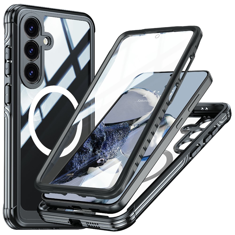 Premium Full Protection Case Samsung Galaxy S25 Svart - Heldekkende deksel med herdet glass skjermbeskyttelse