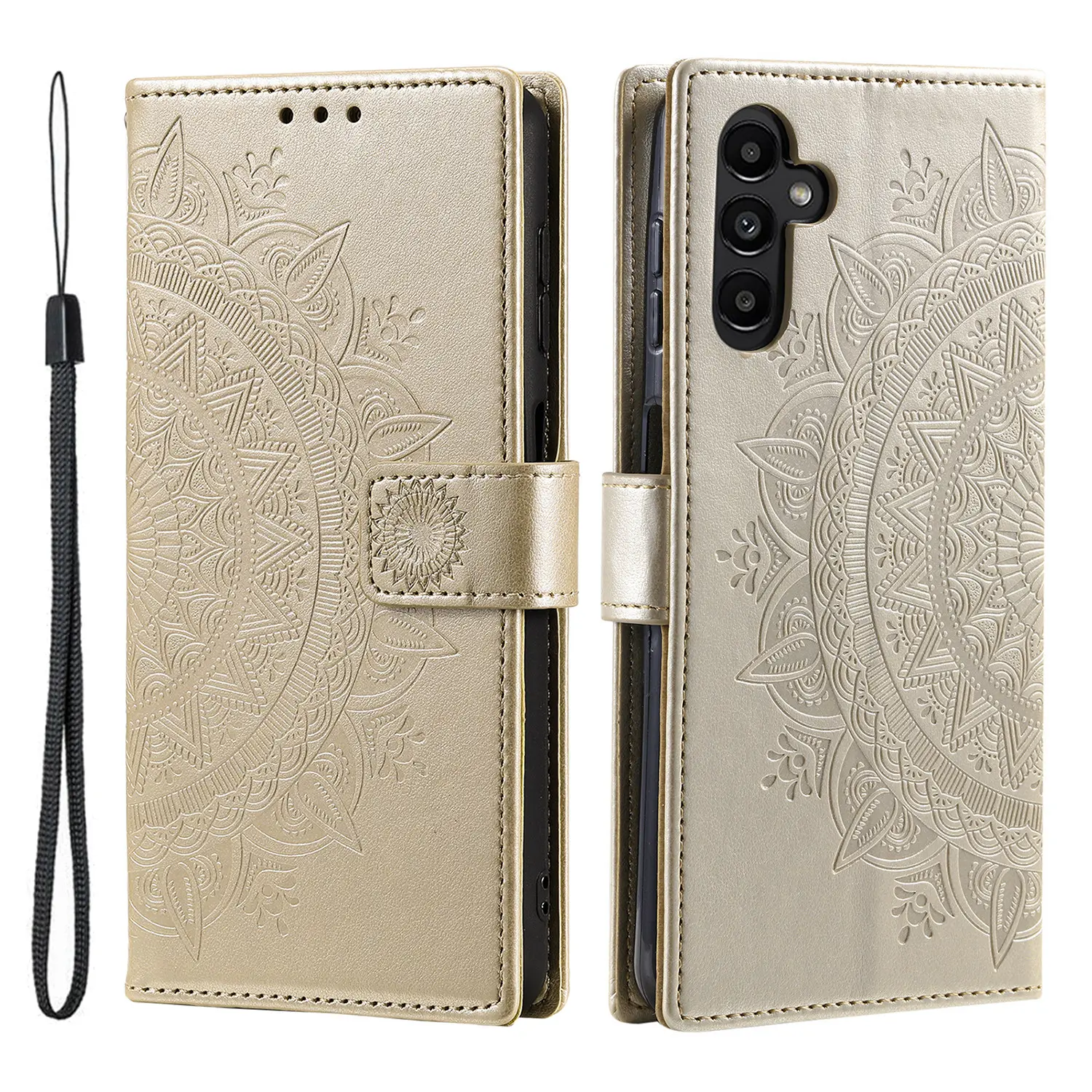 Lærveske Mandala Samsung Galaxy A57 Gull
