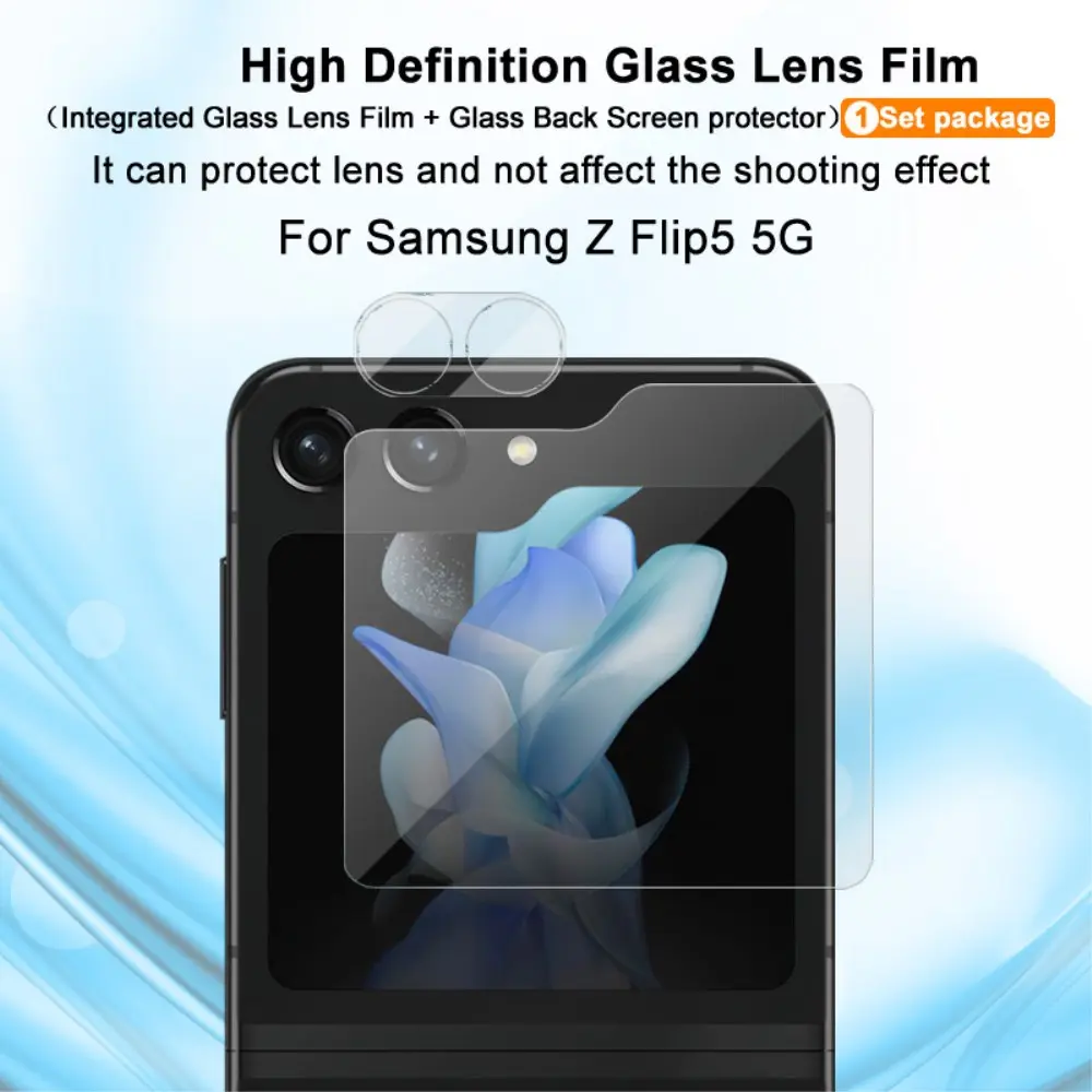 Härdat Glas Linsskydd + Ytterskärmskydd Samsung Galaxy Z Flip 5 Genomskinlig