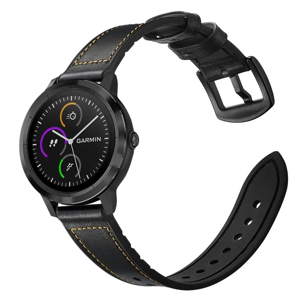Läderarmband Garmin Vivoactive 3 Svart