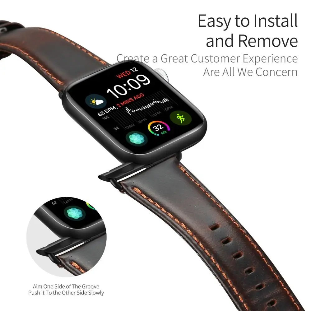 Leather Armband Apple Watch Series 12 47mm Brown