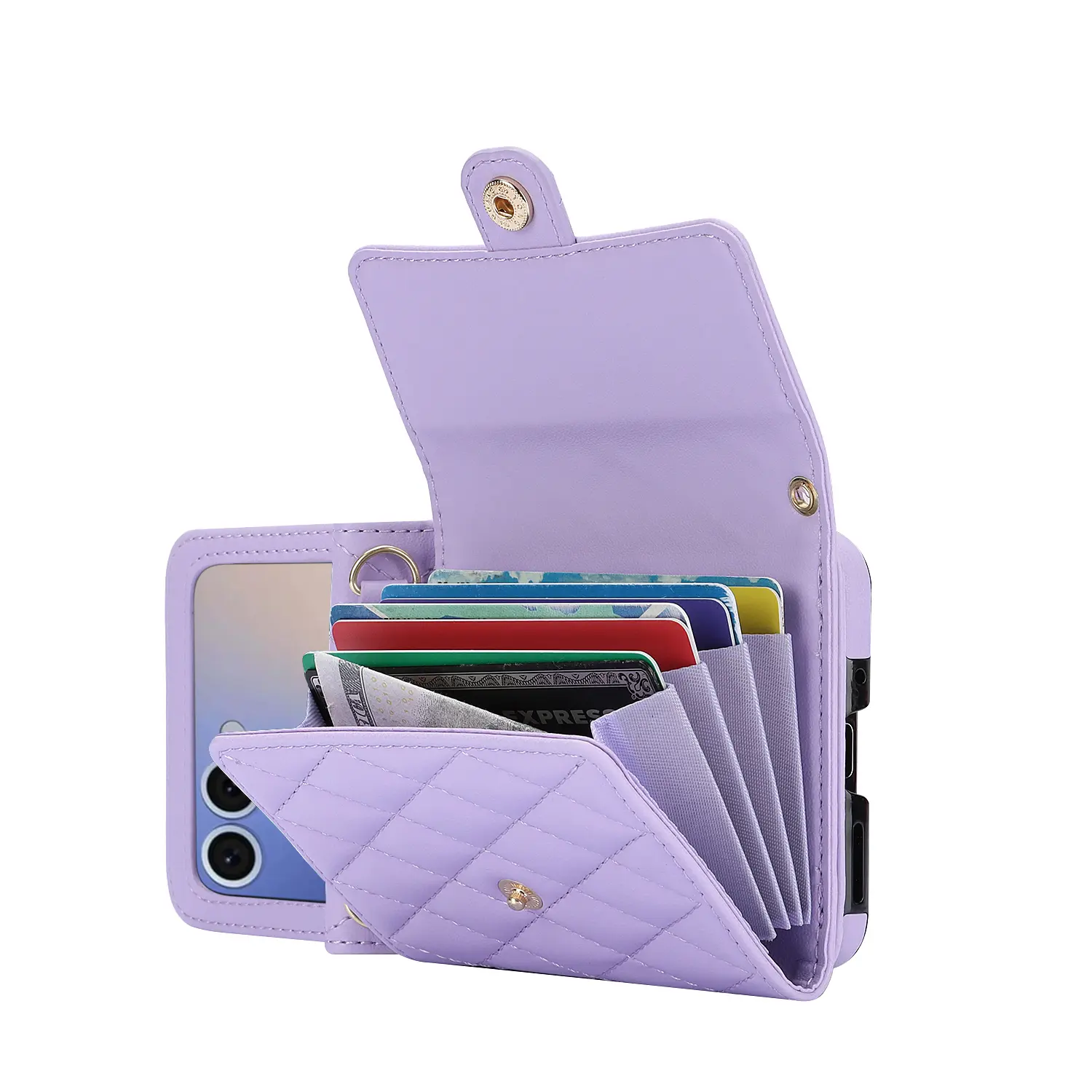 Plånboksväska RFID-skydd Samsung Galaxy Z Flip 7 Quilted Lila