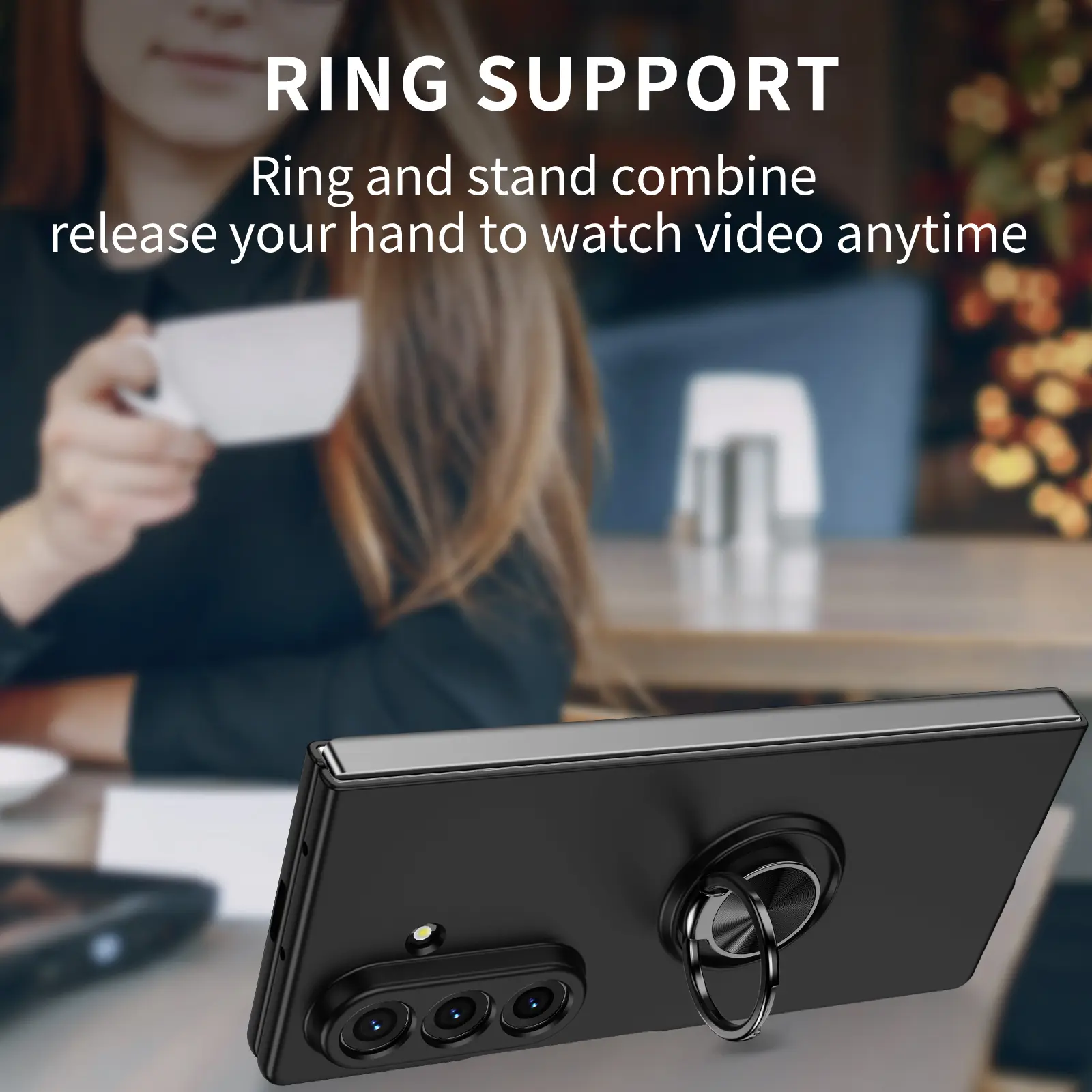 Samsung Galaxy Z Fold 8 Ultra skal med magnetisk ringhållare svart