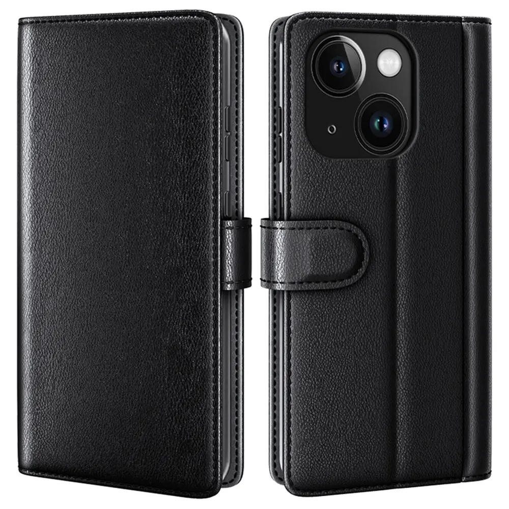 Ægte Læderetui iPhone 15 Sort