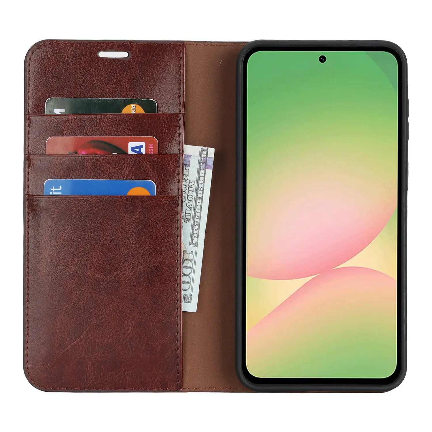 Mobilfodral Äkta Läder Samsung Galaxy A57 Mörkbrun