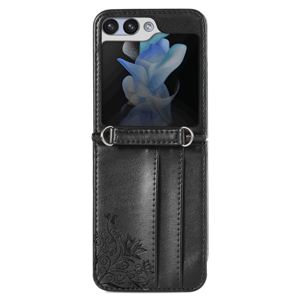 Läderfodral Fjärilar Samsung Galaxy Z Flip 8 Svart