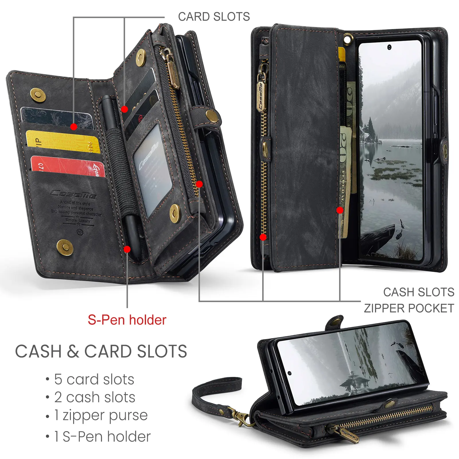 Multi-slot Plånboksfodral Samsung Galaxy Z Fold 8 Ultra Grå