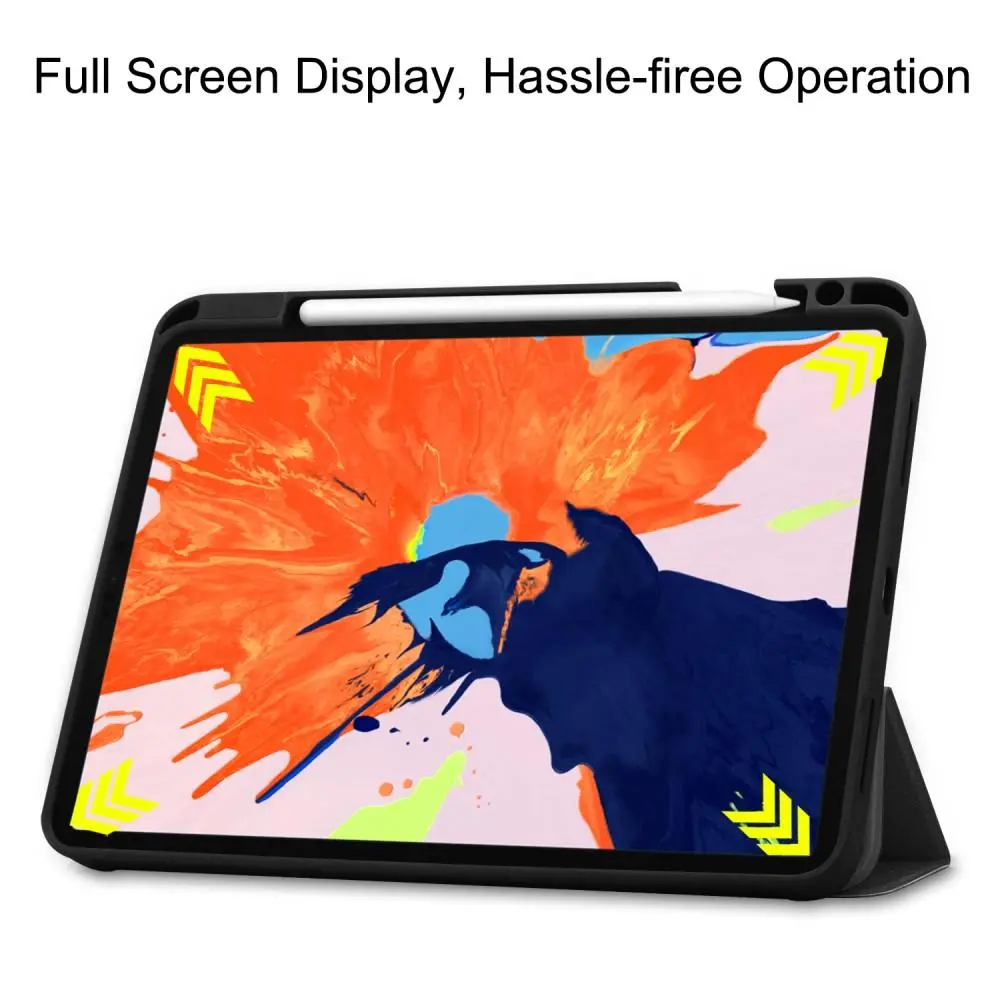 Apple iPad Pro 12.9 4th Gen (2020) Fodral Tri-fold med Pencil-hållare Svart