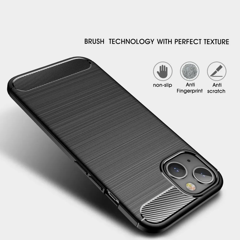 iPhone 14 Plus Skal TPU Brushed Svart