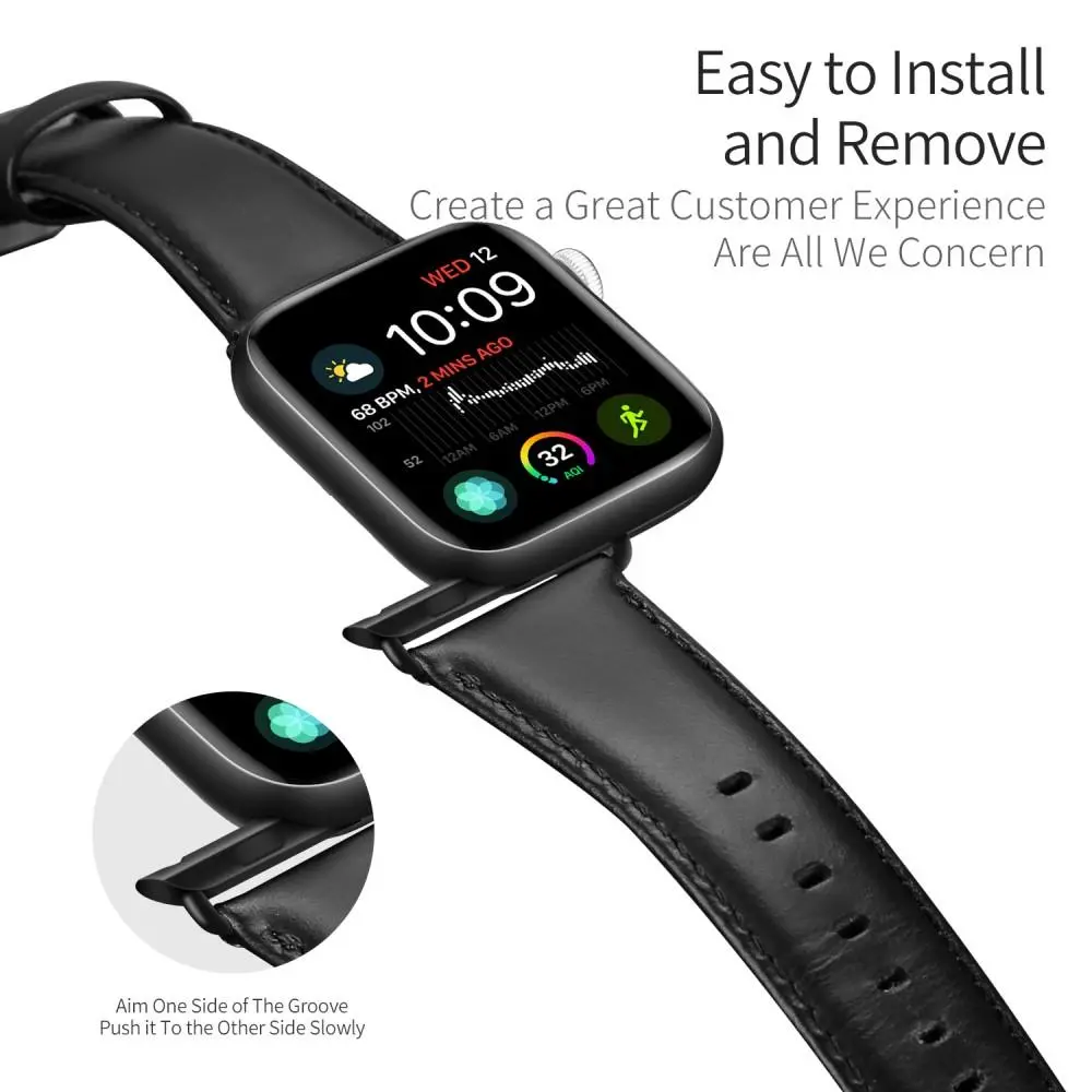 Leather Armband Apple Watch Series 12 47mm Black