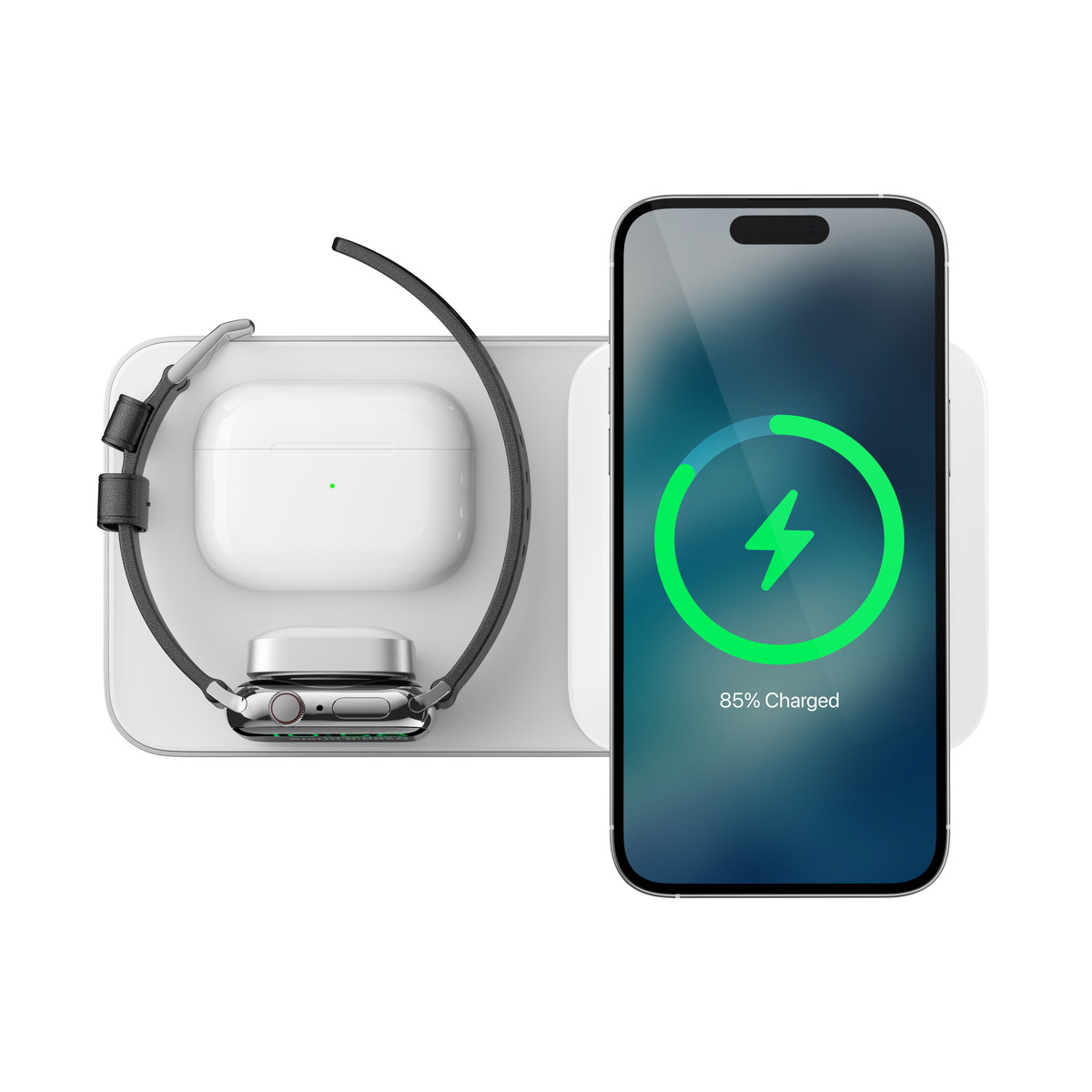 Nomad Base One Max 3-i-1 MagSafe Ladestasjon, Silver
