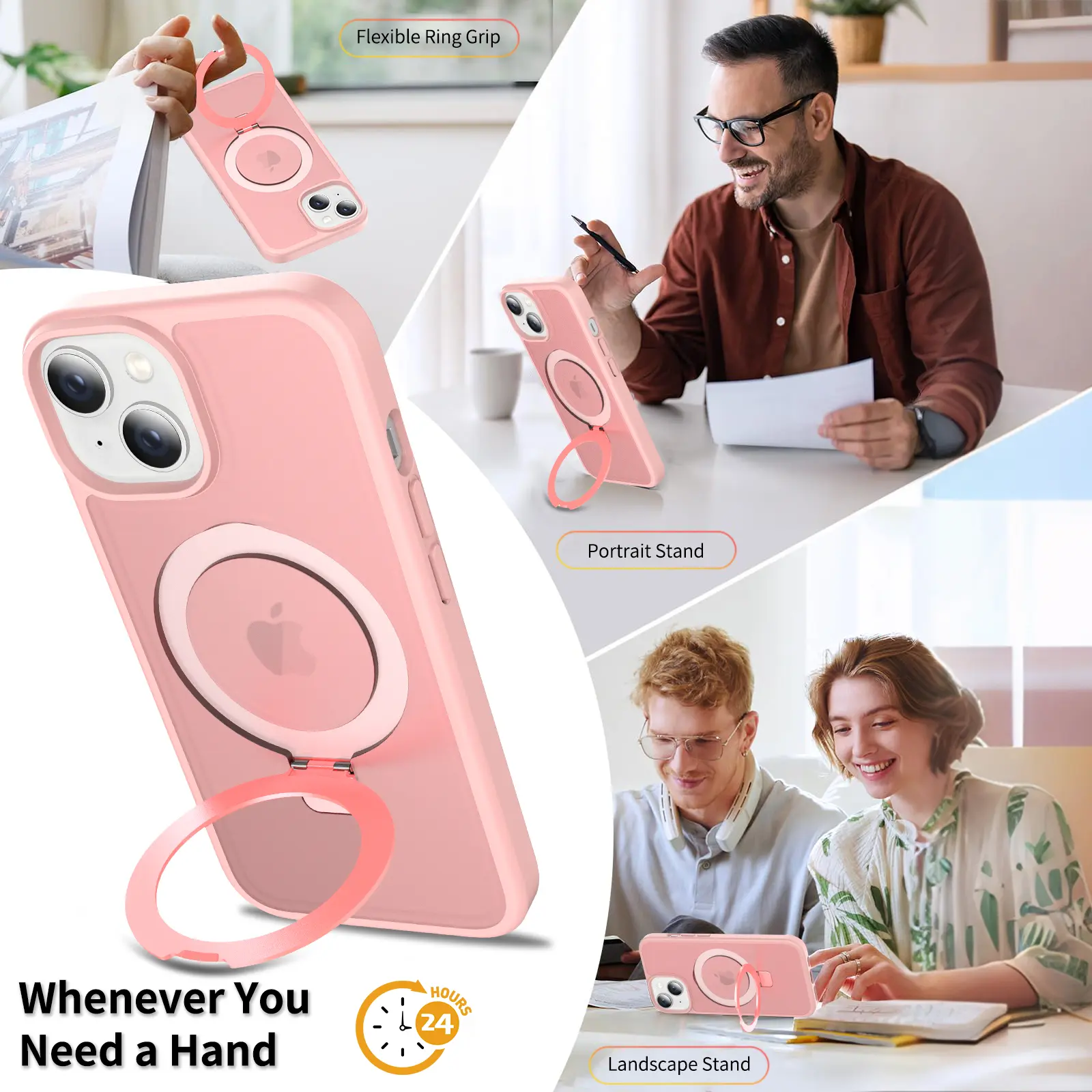 Hybridskal Magnetic Ring iPhone 13 Rosa