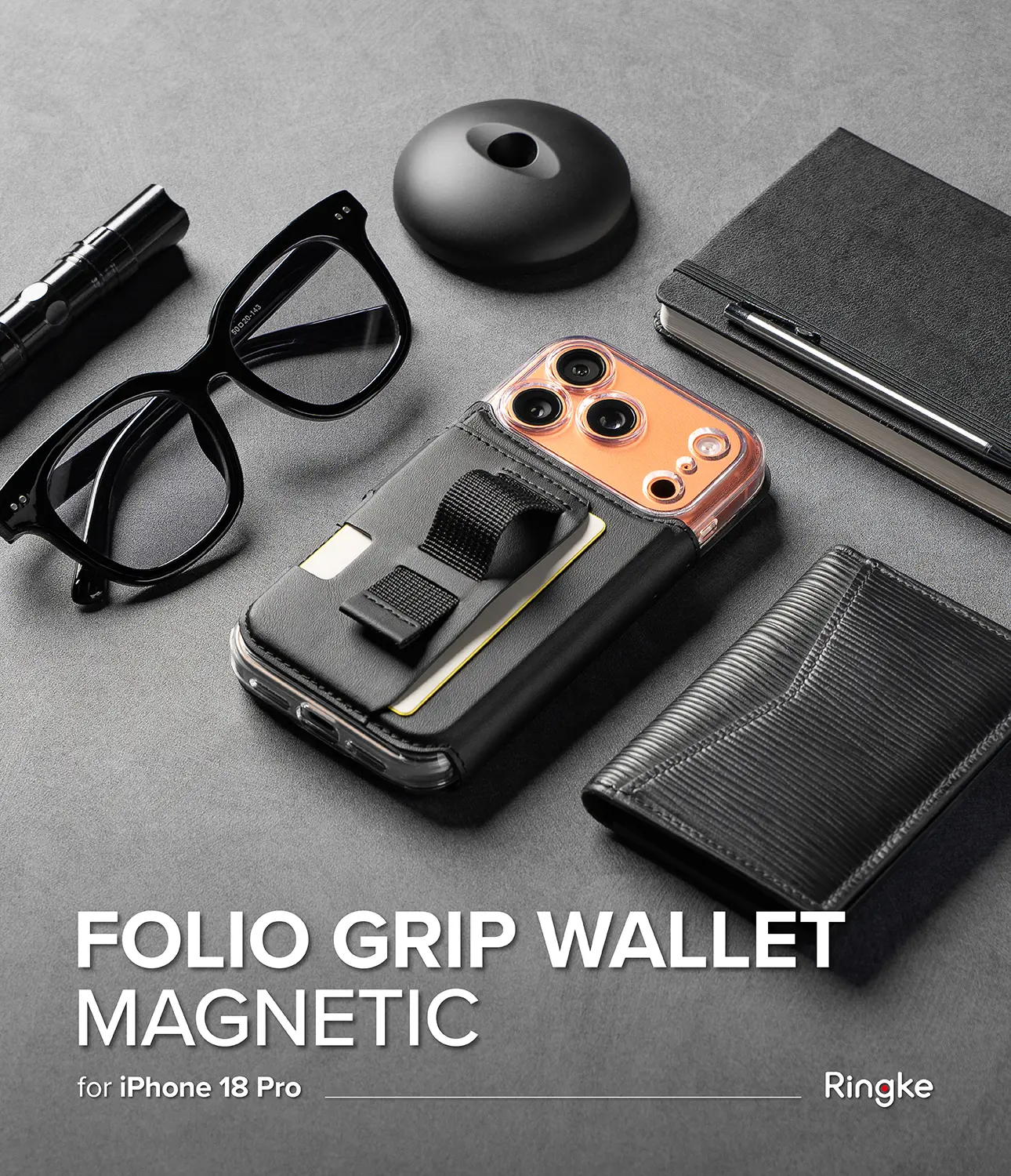 Folio Grip Wallet Magnetic iPhone 18 Pro Black