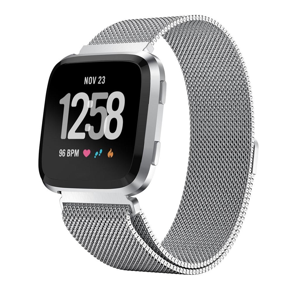Fitbit Versa 2/Versa Reim Milanese Loop Sølv - Luksuriøst armbånd med magnetisk lukking - Rustfritt stål