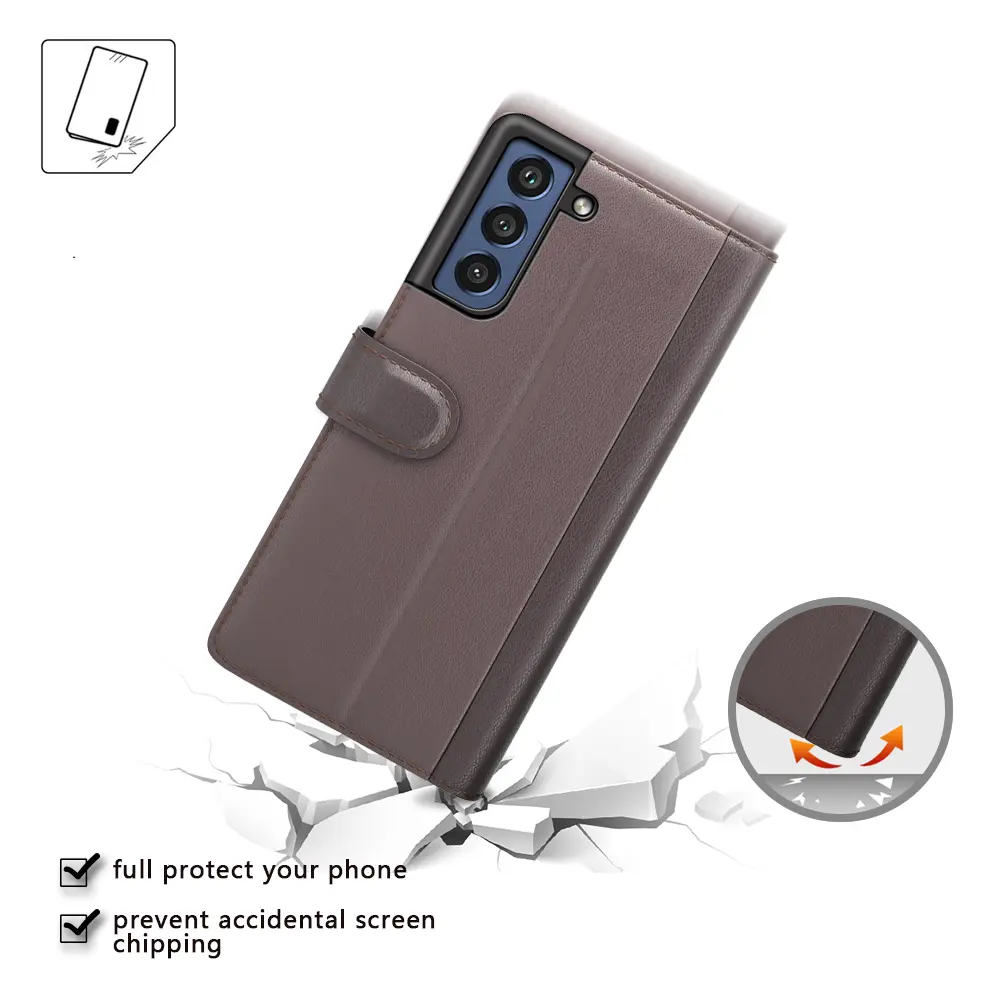 Äkta Läderfodral Samsung Galaxy S21 FE Brun