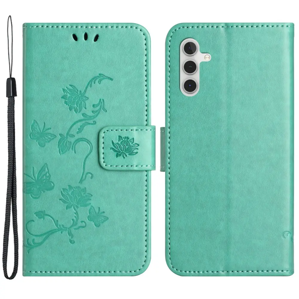Läderfodral Fjärilar Samsung Galaxy A05s Grön