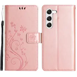 Samsung Galaxy S23 Mobiletui med sommerfugler, Rosa gull