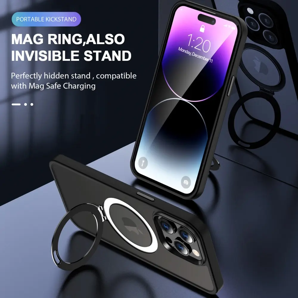 Hybridskal Magnetic Ring iPhone 14 Pro Max Svart