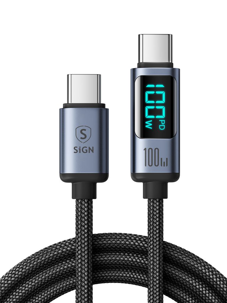 Laddningskabel med Display USB-C till USB-C 100W 2m