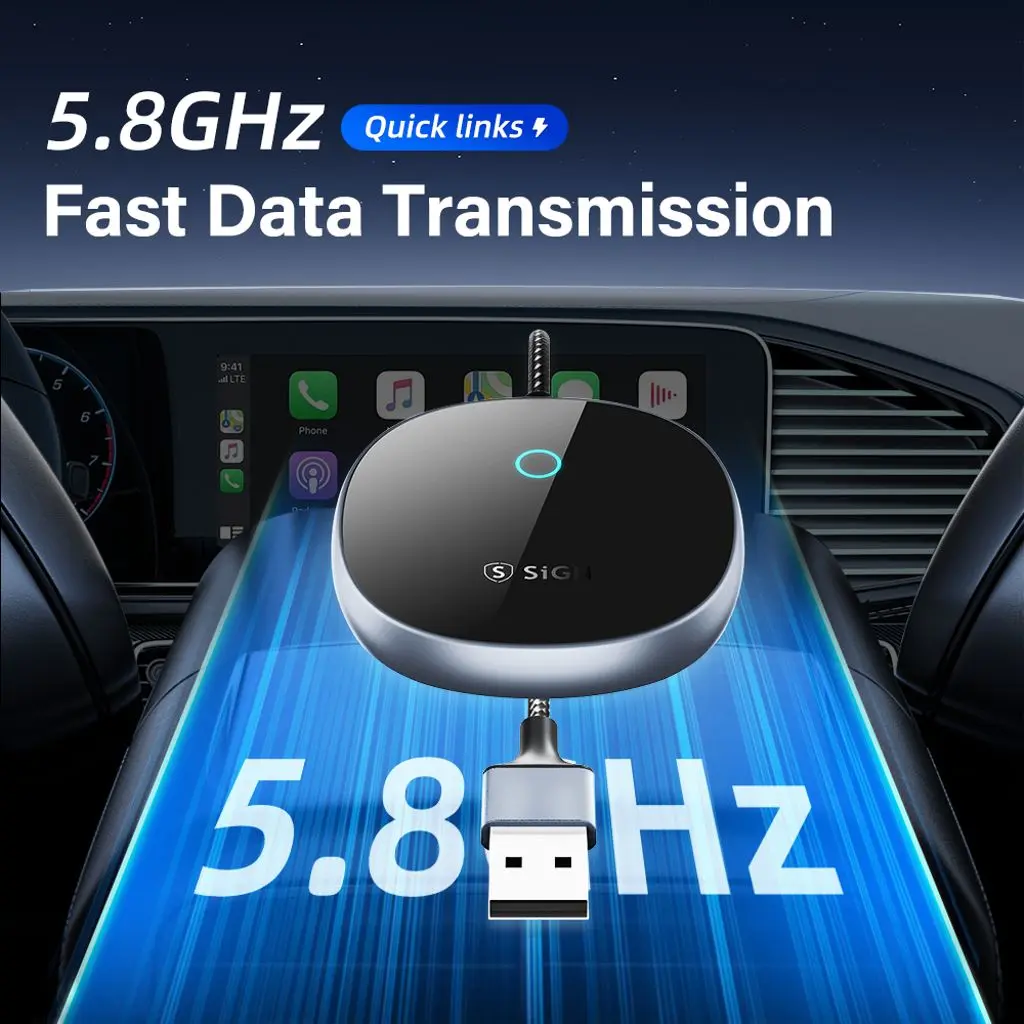 Trådlös Carplay-adapter för trådbundna Carplay-bilar Svart