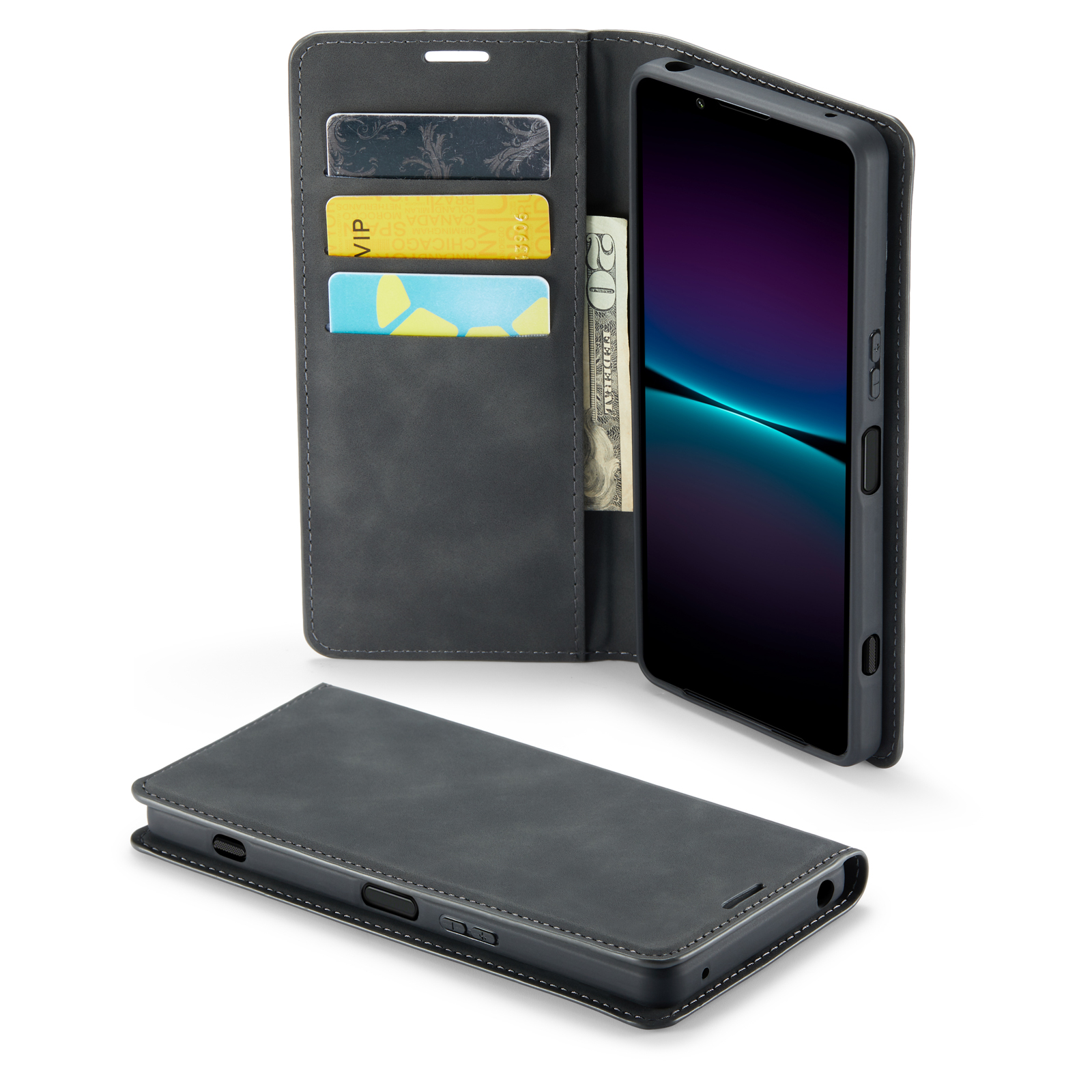 Mobique Sony Xperia 1 VII Slim Mobilveske Svart - Lommeboketui i slank design