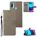 Nahkakotelo Perhonen Motorola Moto E40/Moto E20 Harmaa