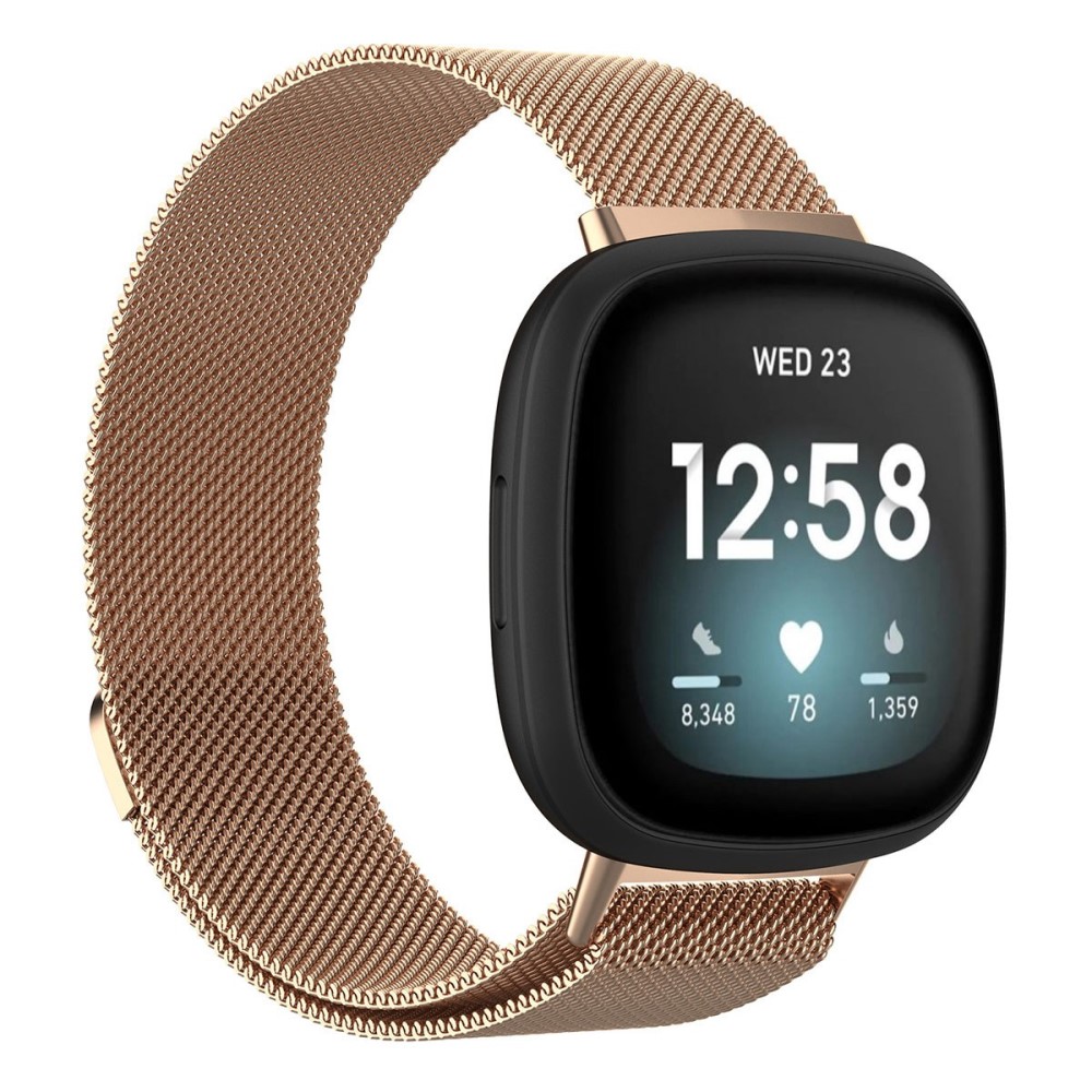 Fitbit Versa 4 Reim Milanese Loop Rosegull - Luksuriøst armbånd med magnetisk lukking - Rustfritt stål
