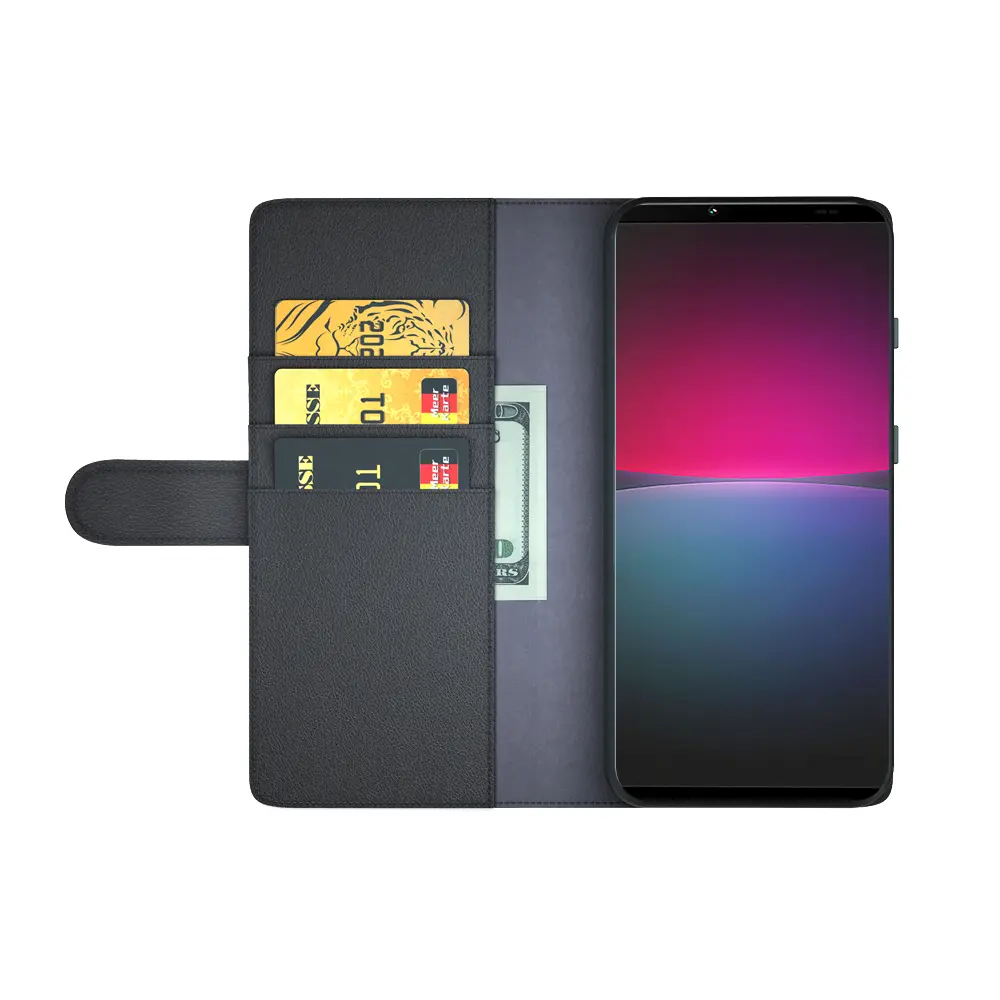Äkta Läderfodral Sony Xperia 10 IV Svart