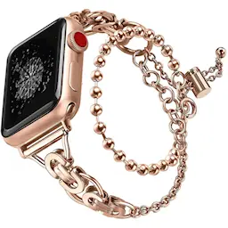 Apple Watch Series 11 42mm Metallarmband med pärlor roséguld