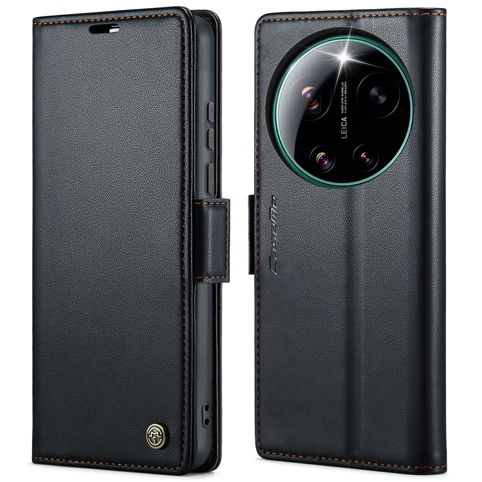 CaseMe RFID blocking Slim Lommebokveske Xiaomi 17 Ultra Svart - Tynt mobildeksel med lommebok og RFID-beskyttelse
