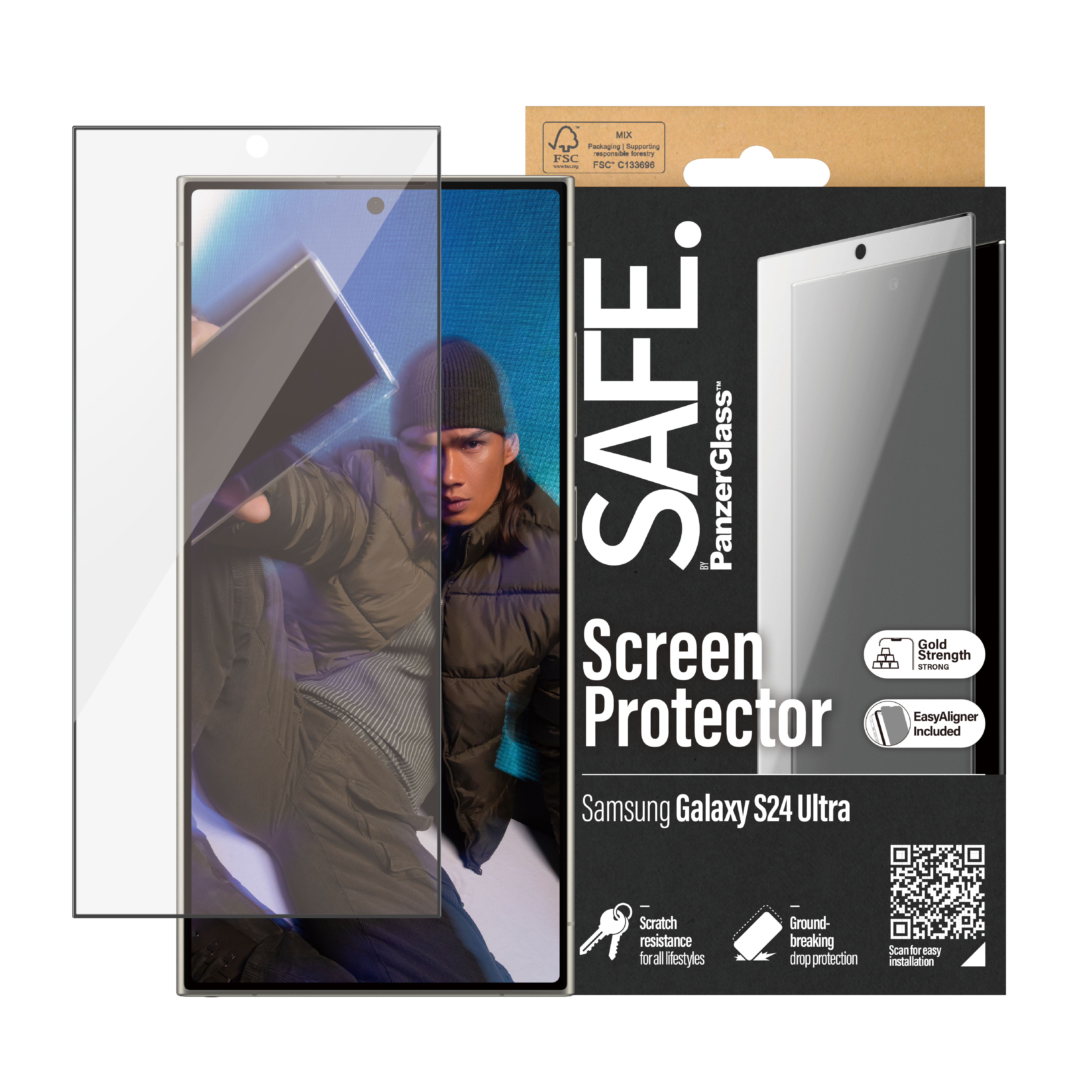 SAFE. by PanzerGlass Samsung Galaxy S24 Ultra Skjermbeskytter Ultra Wide Fit (with EasyAligner)