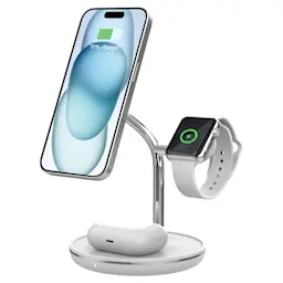 Magnetisk trådløs Qi2 ladestation 3-i-1, Hvid