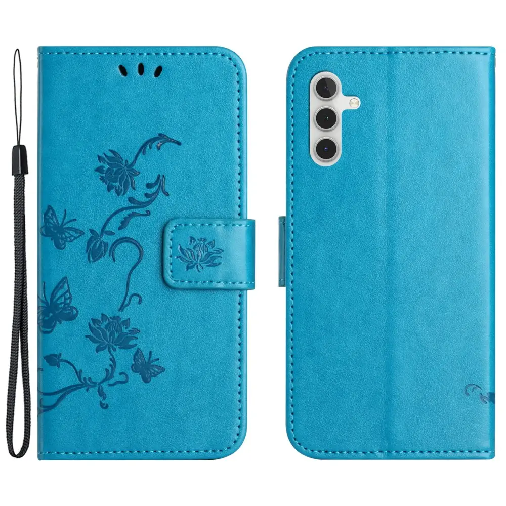 Läderfodral Fjärilar Samsung Galaxy A35 Blå