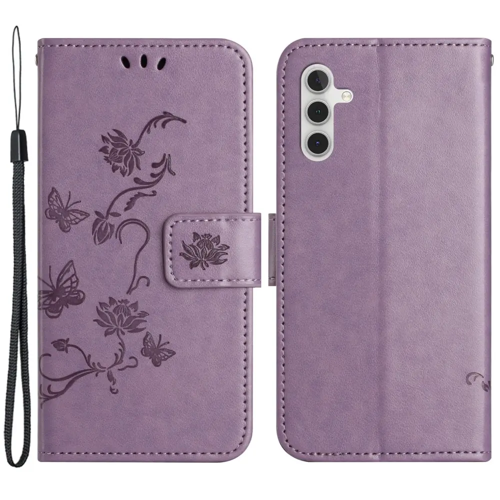Läderfodral Fjärilar Samsung Galaxy A55 Lila