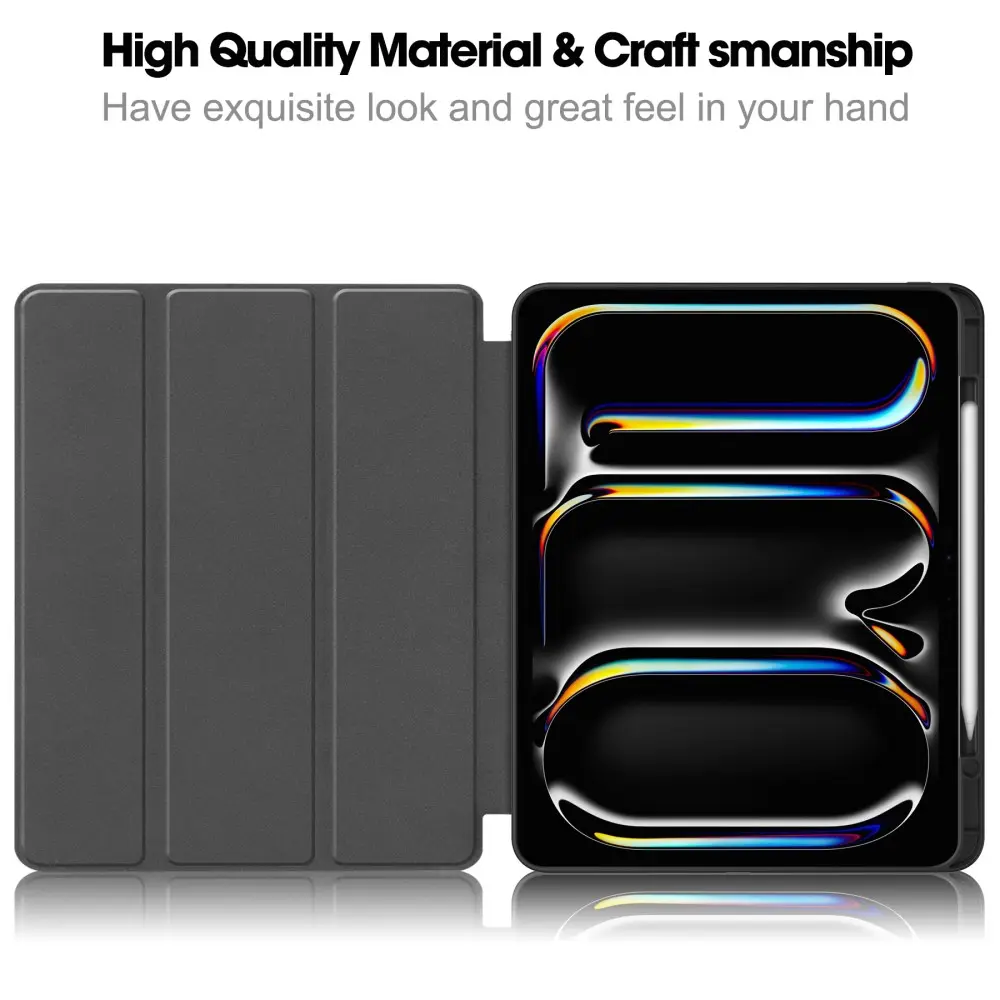 Apple iPad Pro 13 7th Gen (2024) Fodral Tri-fold med Pencil-hållare Svart