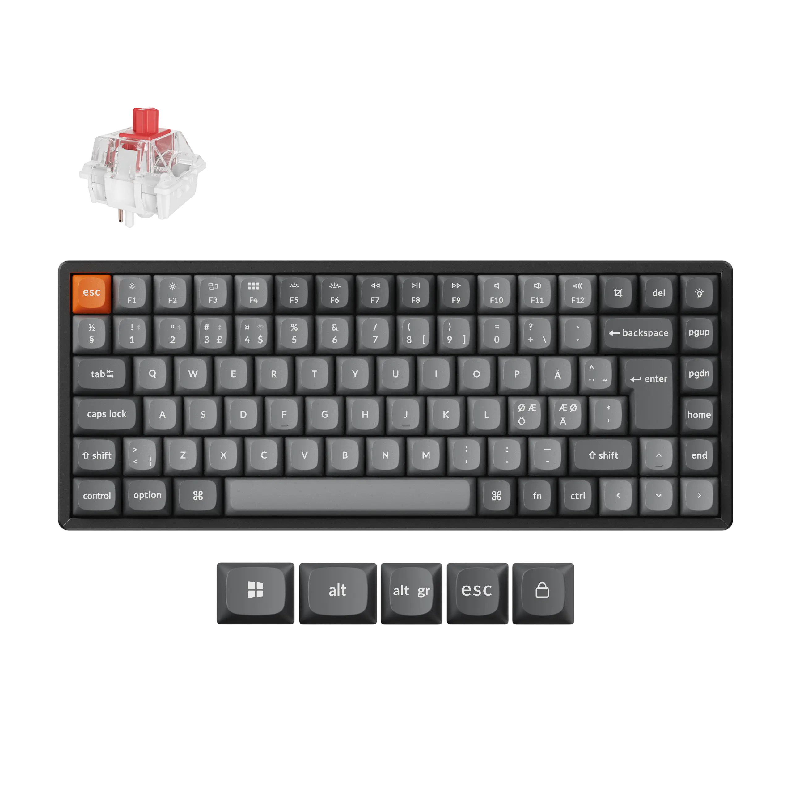 K2 MAX Tri-Mode Hot Swap QMK/VIA Trådløst gamingtastatur, Super Red