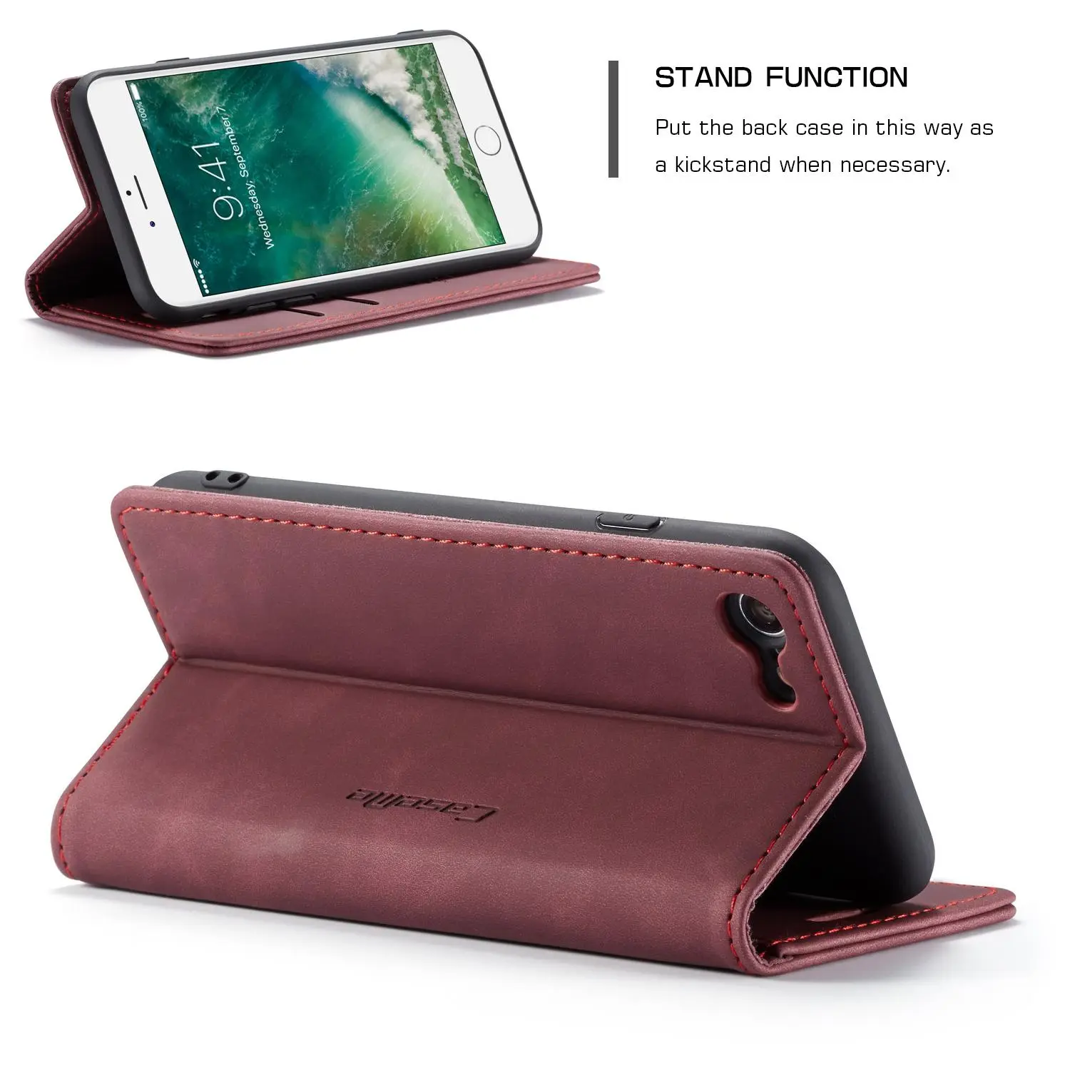 Slim Plånboksfodral iPhone SE 2022 Röd