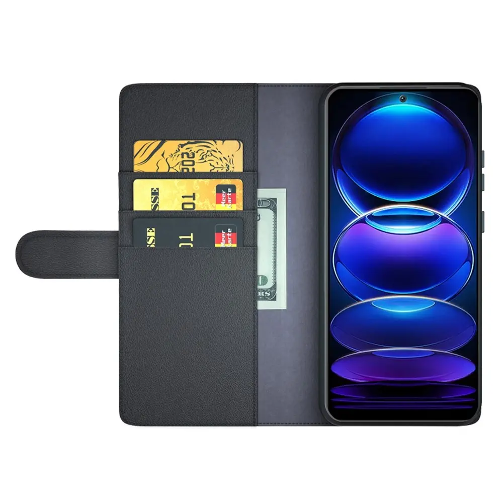 Äkta Läderfodral Xiaomi Redmi Note 12 Svart